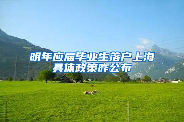 明年应届毕业生落户上海具体政策昨公布