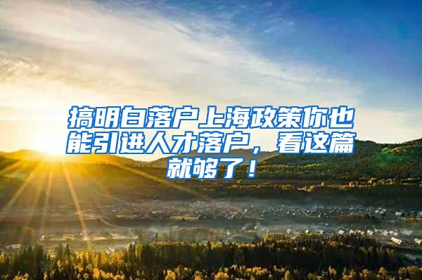 搞明白落户上海政策你也能引进人才落户，看这篇就够了！