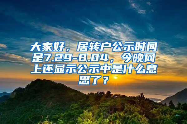 大家好，居转户公示时间是7.29-8.04，今晚网上还显示公示中是什么意思了？