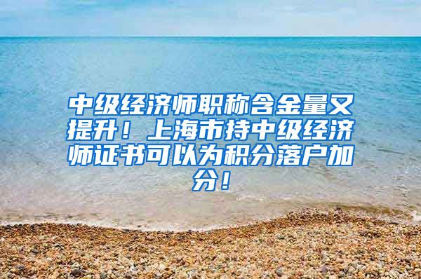 中级经济师职称含金量又提升！上海市持中级经济师证书可以为积分落户加分！