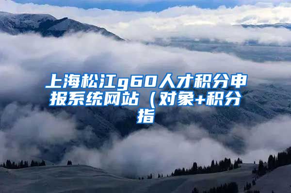 上海松江g60人才积分申报系统网站（对象+积分指