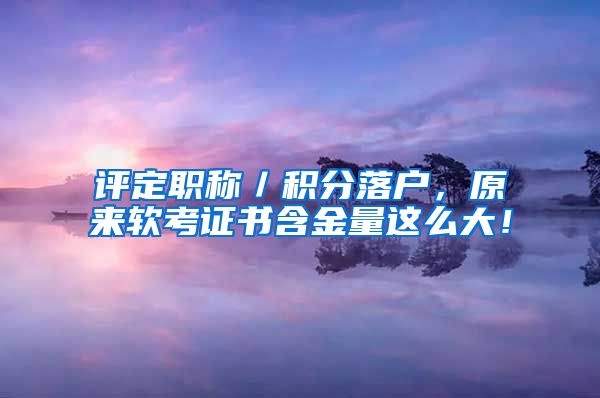 评定职称／积分落户，原来软考证书含金量这么大！