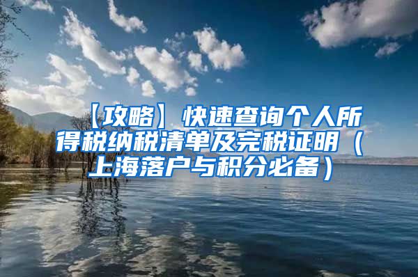 【攻略】快速查询个人所得税纳税清单及完税证明（上海落户与积分必备）