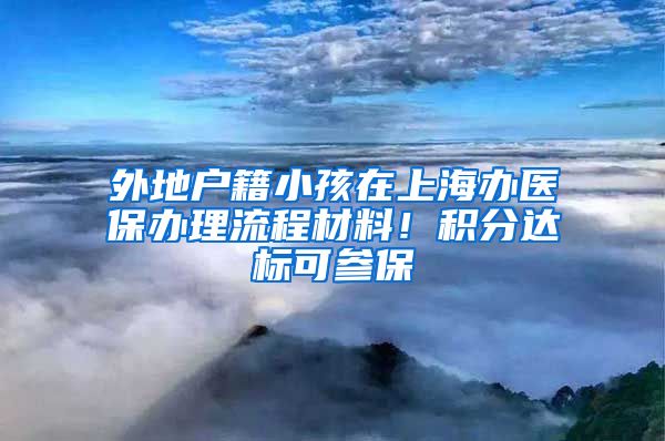 外地户籍小孩在上海办医保办理流程材料！积分达标可参保