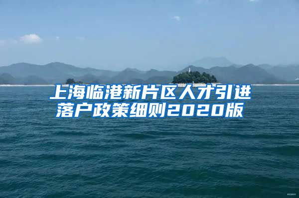 上海临港新片区人才引进落户政策细则2020版
