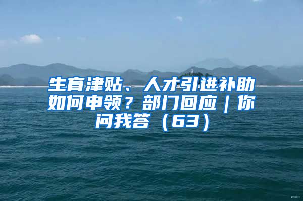 生育津贴、人才引进补助如何申领？部门回应｜你问我答（63）