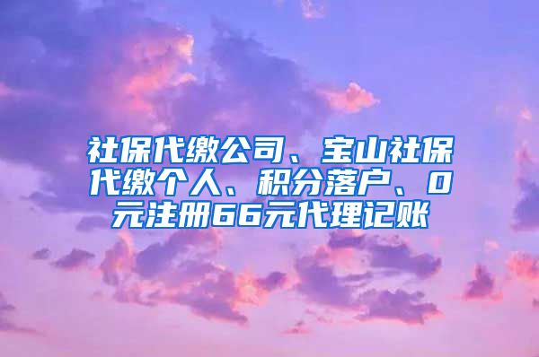 社保代缴公司、宝山社保代缴个人、积分落户、0元注册66元代理记账