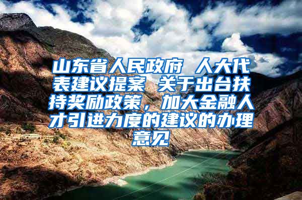 山东省人民政府 人大代表建议提案 关于出台扶持奖励政策，加大金融人才引进力度的建议的办理意见