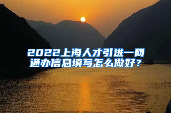 2022上海人才引进一网通办信息填写怎么做好？