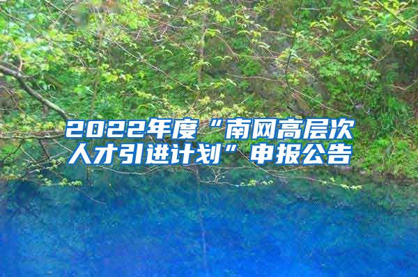 2022年度“南网高层次人才引进计划”申报公告