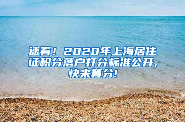 速看！2020年上海居住证积分落户打分标准公开,快来算分!