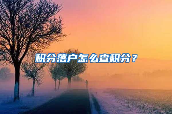 积分落户怎么查积分？