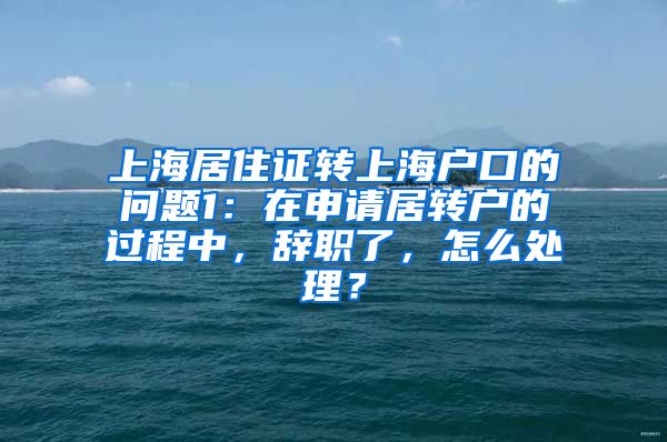 上海居住证转上海户口的问题1：在申请居转户的过程中，辞职了，怎么处理？