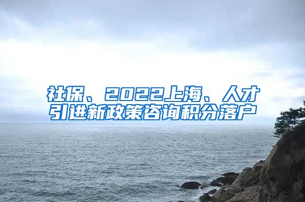 社保、2022上海、人才引进新政策咨询积分落户