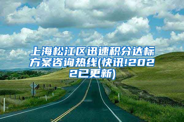 上海松江区迅速积分达标方案咨询热线(快讯!2022已更新)