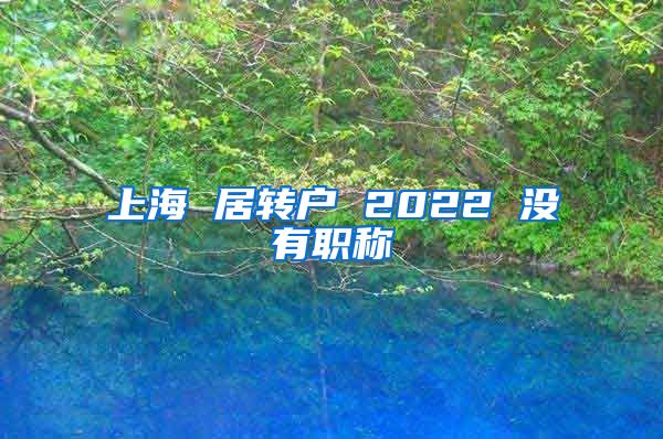 上海 居转户 2022 没有职称