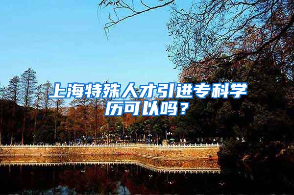 上海特殊人才引进专科学历可以吗？