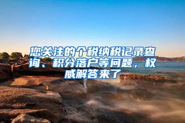 您关注的个税纳税记录查询、积分落户等问题，权威解答来了