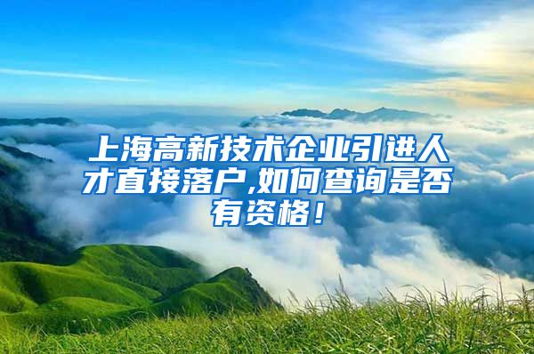 上海高新技术企业引进人才直接落户,如何查询是否有资格！