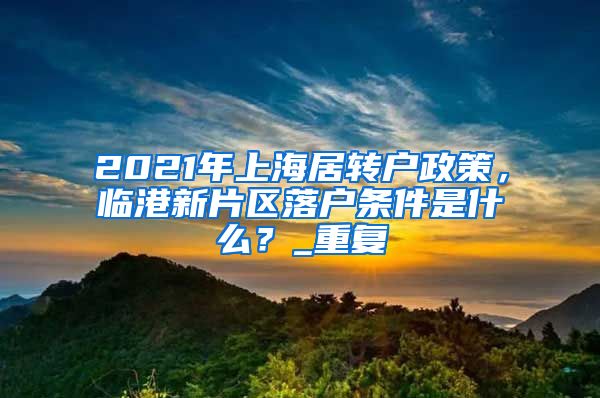 2021年上海居转户政策，临港新片区落户条件是什么？_重复
