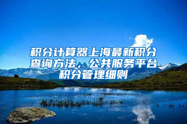 积分计算器上海最新积分查询方法，公共服务平台积分管理细则