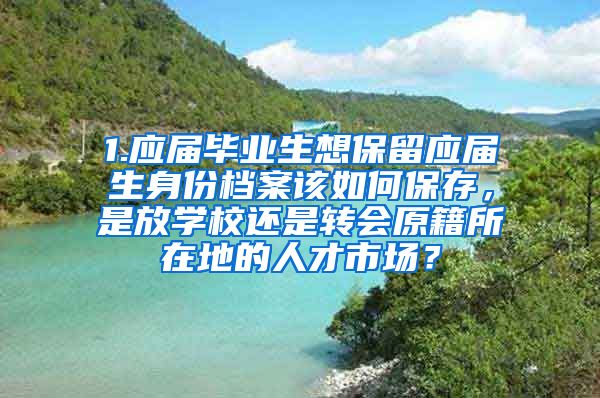 1.应届毕业生想保留应届生身份档案该如何保存，是放学校还是转会原籍所在地的人才市场？