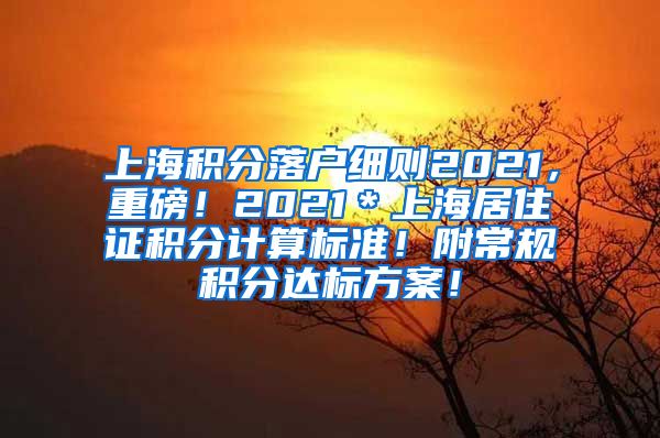 上海积分落户细则2021，重磅！2021＊上海居住证积分计算标准！附常规积分达标方案！