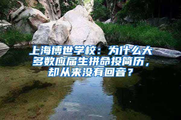 上海博世学校：为什么大多数应届生拼命投简历，却从来没有回音？