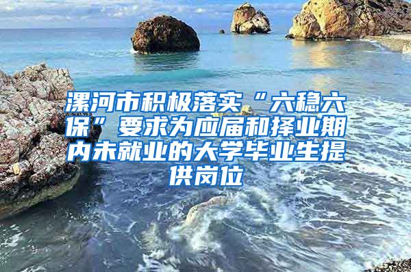 漯河市积极落实“六稳六保”要求为应届和择业期内未就业的大学毕业生提供岗位