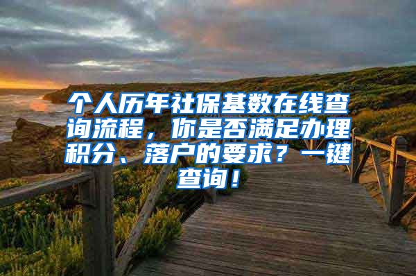 个人历年社保基数在线查询流程，你是否满足办理积分、落户的要求？一键查询！