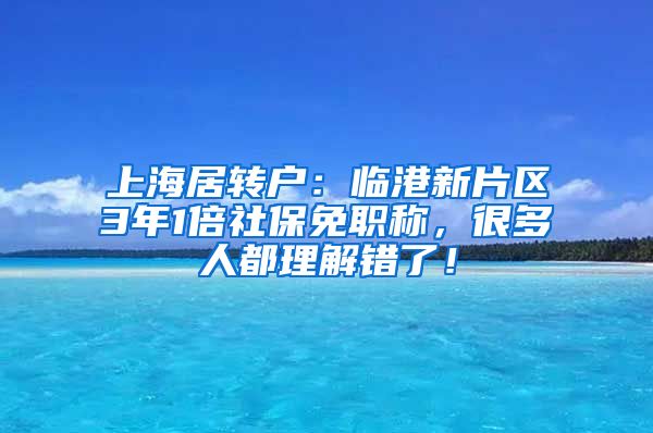 上海居转户：临港新片区3年1倍社保免职称，很多人都理解错了！