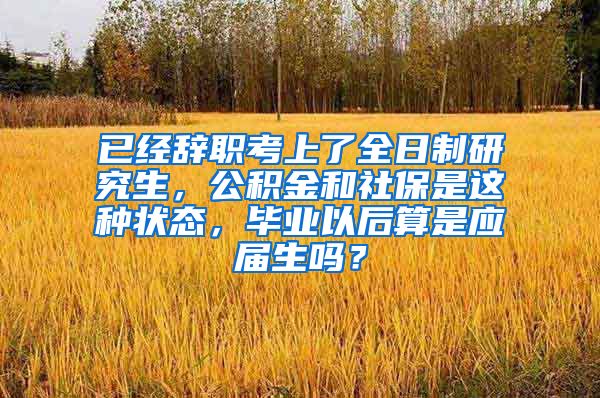 已经辞职考上了全日制研究生，公积金和社保是这种状态，毕业以后算是应届生吗？