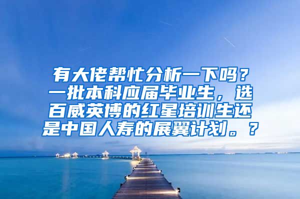 有大佬帮忙分析一下吗？一批本科应届毕业生，选百威英博的红星培训生还是中国人寿的展翼计划。？