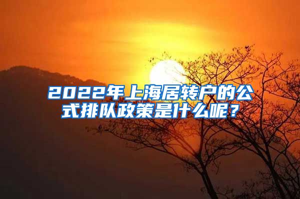 2022年上海居转户的公式排队政策是什么呢？