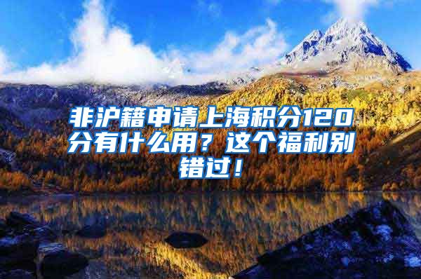 非沪籍申请上海积分120分有什么用？这个福利别错过！