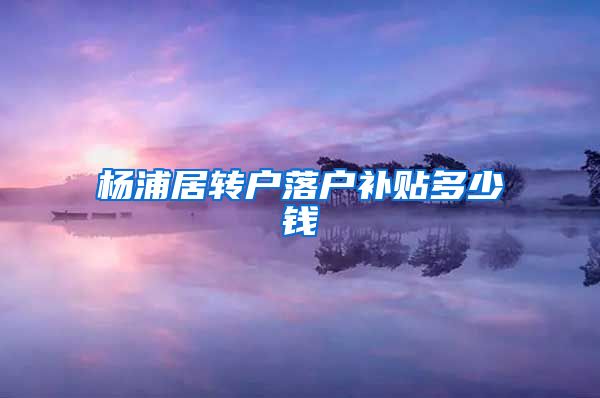 杨浦居转户落户补贴多少钱