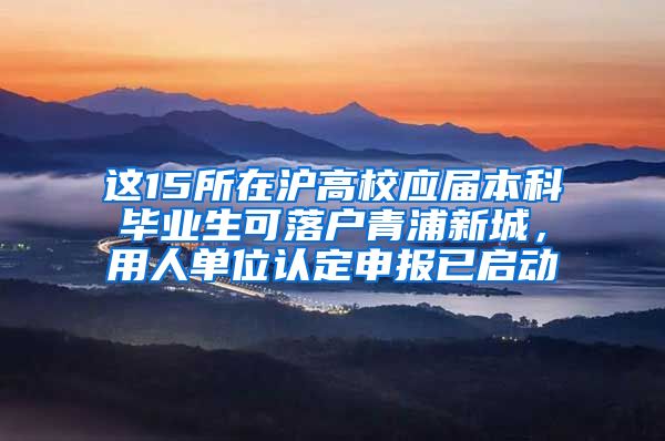 这15所在沪高校应届本科毕业生可落户青浦新城，用人单位认定申报已启动