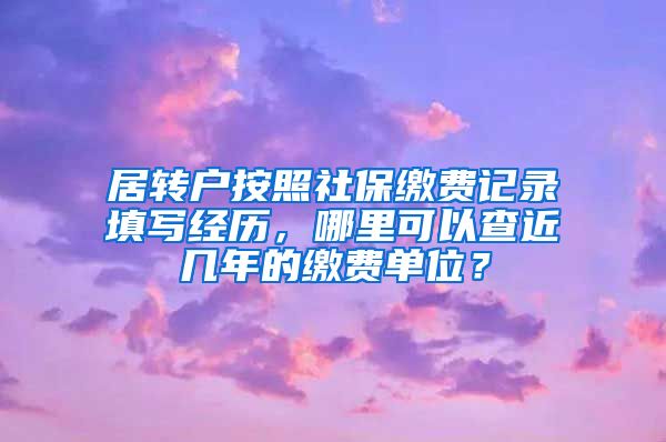 居转户按照社保缴费记录填写经历，哪里可以查近几年的缴费单位？