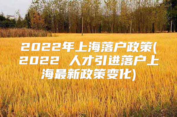 2022年上海落户政策(2022 人才引进落户上海最新政策变化)