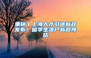 重磅丨上海人才引进新政发布！留学生落户新政预估