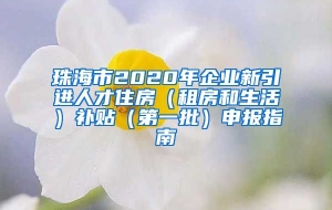 珠海市2020年企业新引进人才住房（租房和生活）补贴（第一批）申报指南