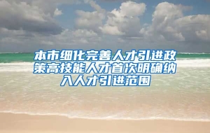 本市细化完善人才引进政策高技能人才首次明确纳入人才引进范围