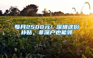 每月2500元！深圳这份补贴，非深户也能领