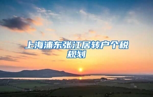 上海浦东张江居转户个税规划