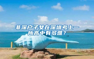 非深户子女在深圳考上一所高中有多难？