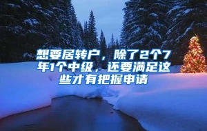 想要居转户，除了2个7年1个中级，还要满足这些才有把握申请