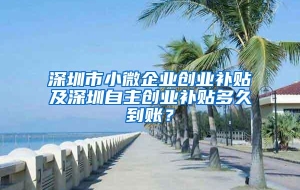 深圳市小微企业创业补贴及深圳自主创业补贴多久到账？