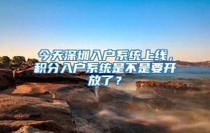 今天深圳入户系统上线，积分入户系统是不是要开放了？