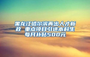 黑龙江哈尔滨再出人才新政 重点项目引进本科生每月补贴500元