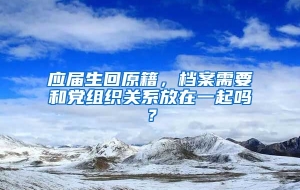 应届生回原籍，档案需要和党组织关系放在一起吗？